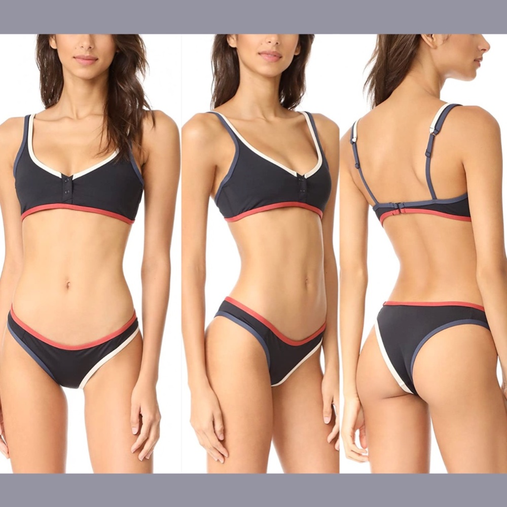 NEW‎ Tavik [ Large ] Colorblock Marlowe Top + Jayden Bikini Bottoms Black #T665